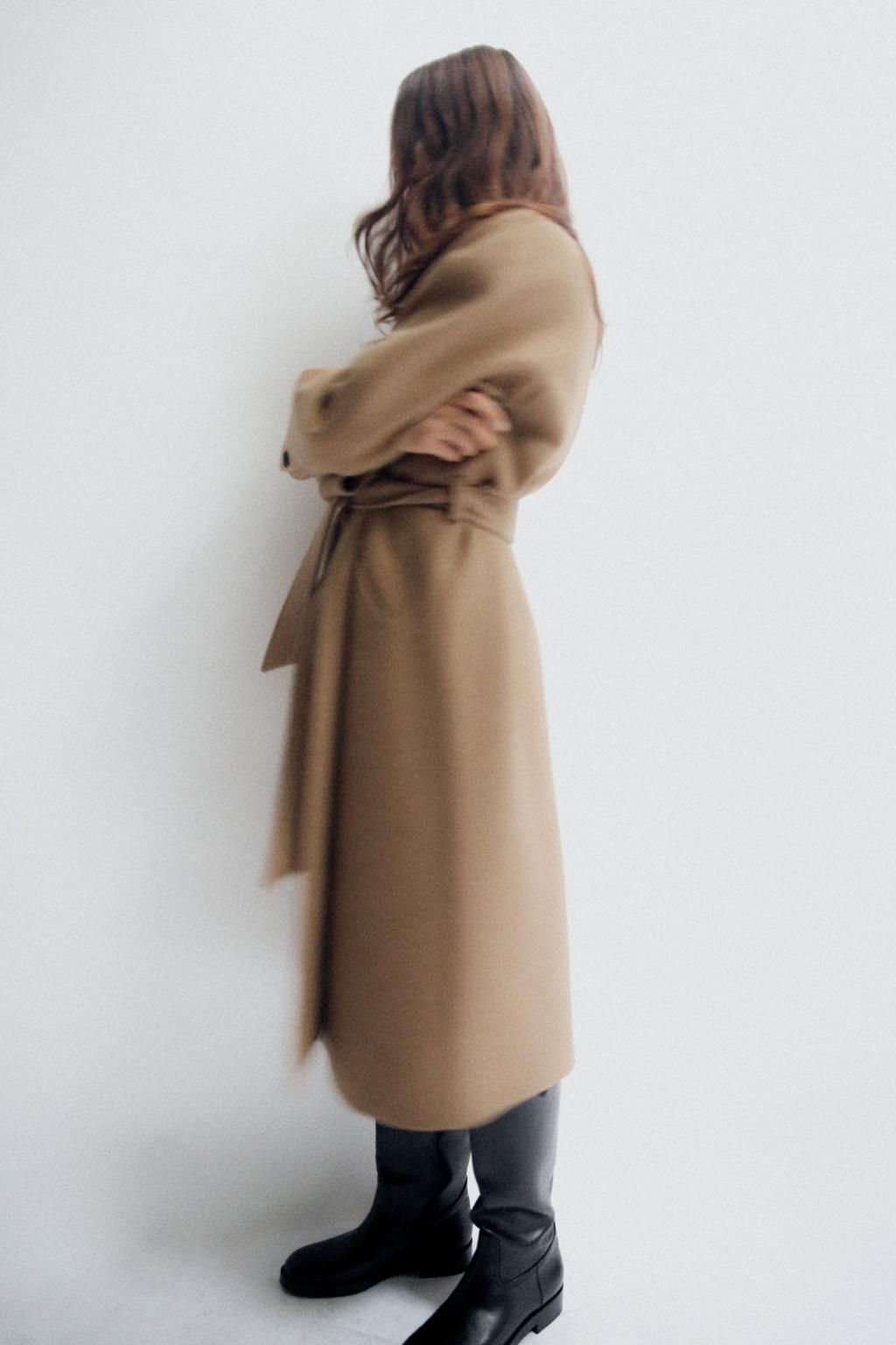 LONGLINE BELTED WOOL BLEND COAT - Zara фото 6