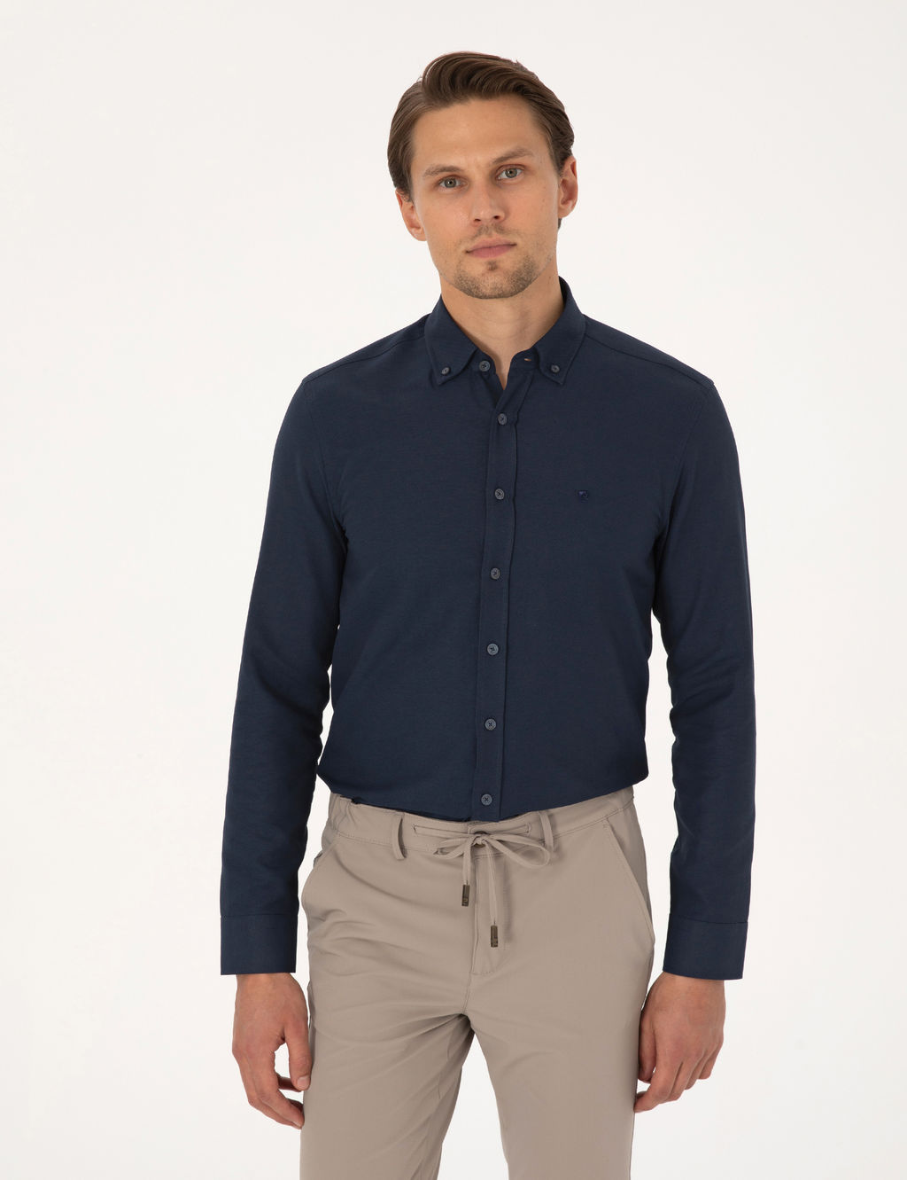 Lacivert Slim Fit Uzun Kollu G_mlek