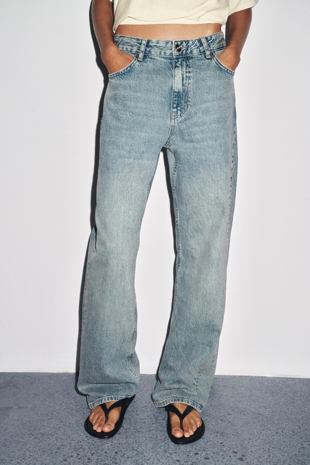 ZW COLLECTION RELAXED MID-WAIST JEANS - Zara фото 8