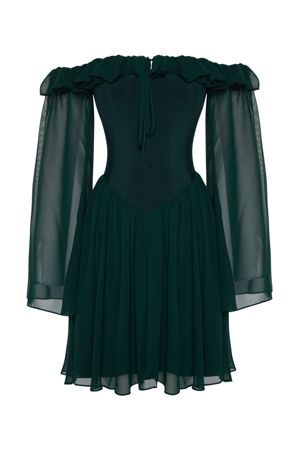 TRENDYOLMILLA Bridal Ekru A-Kesim Astarl? Volanl? Dokuma Sifon K?sa Dugun/Nikah S?k Abiye Elbise TPRSS23EL00096 фото 38