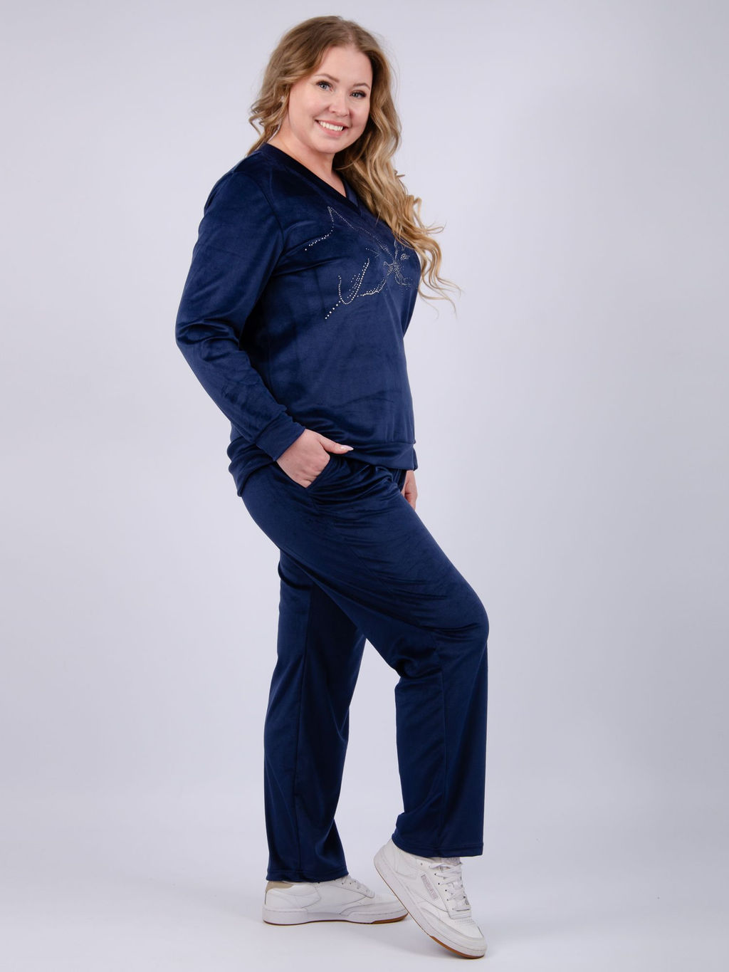 Костюм Велюр 5 тёмно-серый, велюр - Малина фото 47