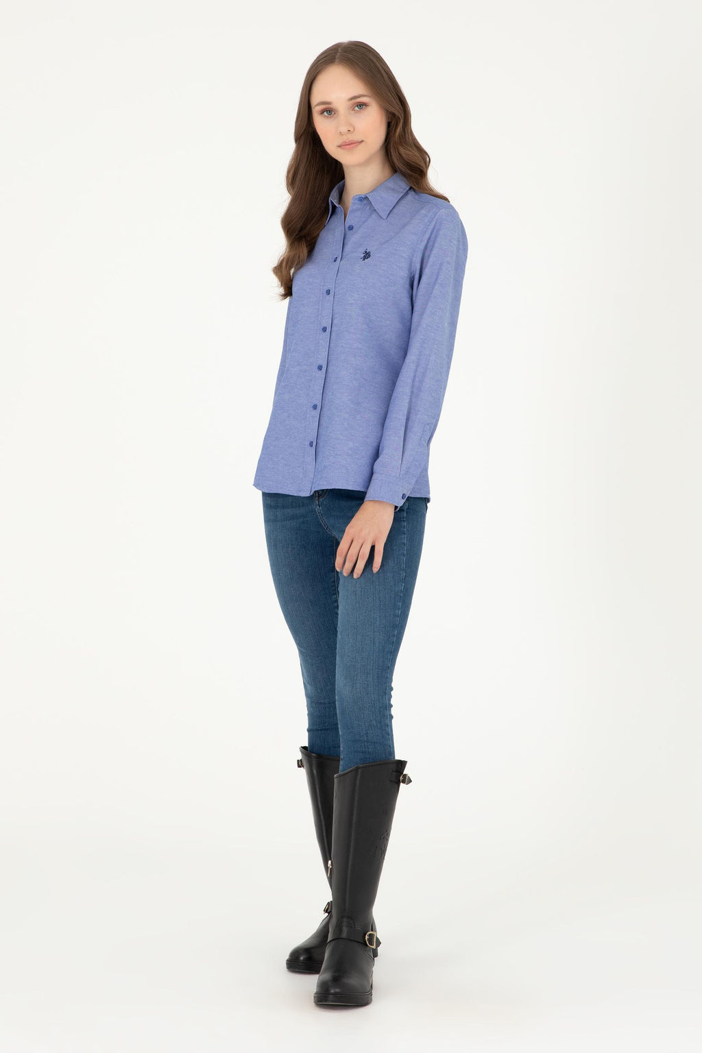 Женская базовая рубашка Saks с длинным рукавом Неожиданная скидка в корзине - U.s. polo assn фото 4