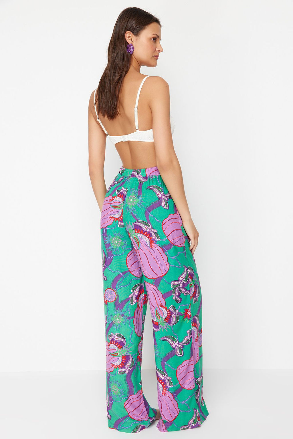 TRENDYOLMILLA Etnik Desenli Dokuma Plaj Pantolon TBESS24PL00018  фото 6