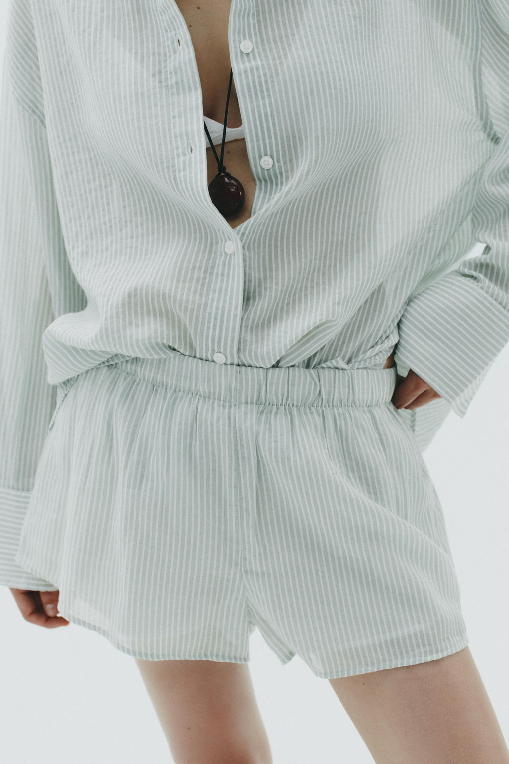 STRIPED GAUZE PYJAMA SHORTS - Zara фото 2