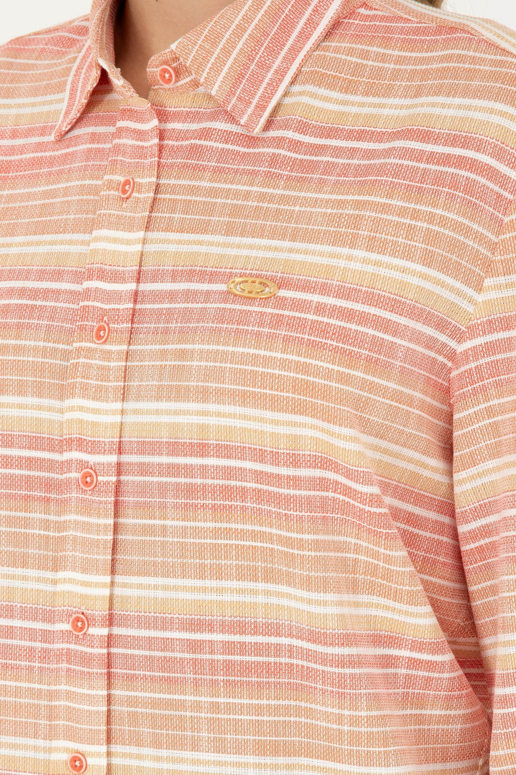 Женская рубашка лососевого цвета с длинным рукавом - U.s. polo assn фото 7