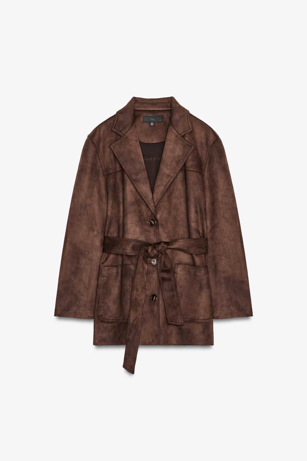 BELTED FAUX SUEDE JACKET - Zara фото 8