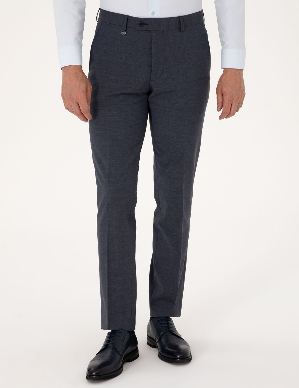 Koyu Mavi Slim Fit Y_n Kar___ml_ Kuma_ Pantolon