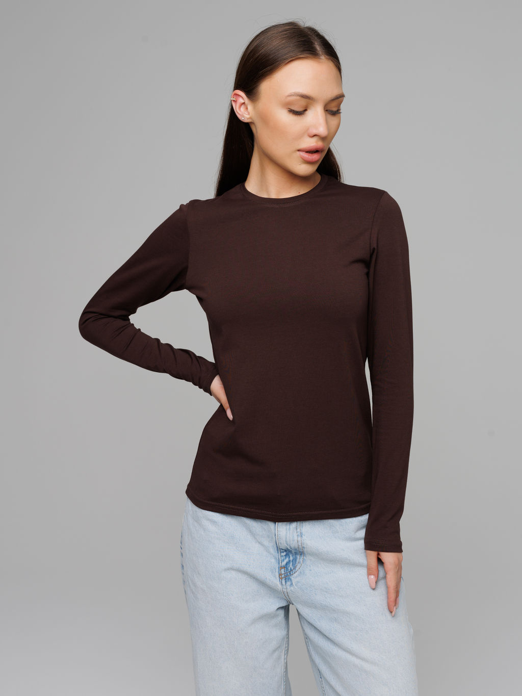 Женский лонгслив Lingeamo темно-коричневый ВК-26 (69)  фото 2