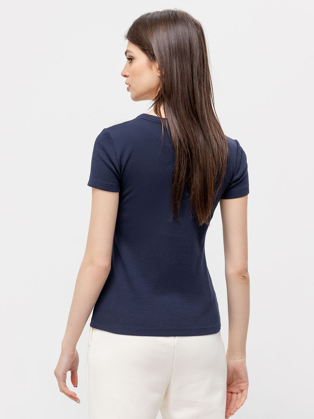 Спортивная футболка в рубчик синего цвета темно -синий 302677 - Mark formelle фото 3