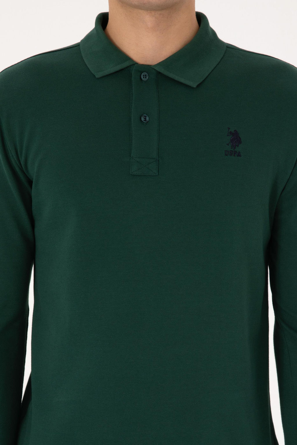 Erkek Slim Fit Polo Yaka Koyu Ye_il Basic Sweatshirt - U.s. polo assn фото 6