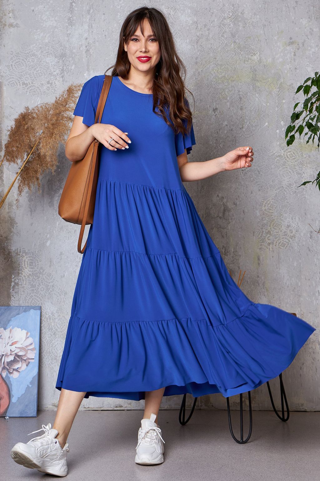 Платье цвета электрик красивое летнее повседневное - Almond фото 3