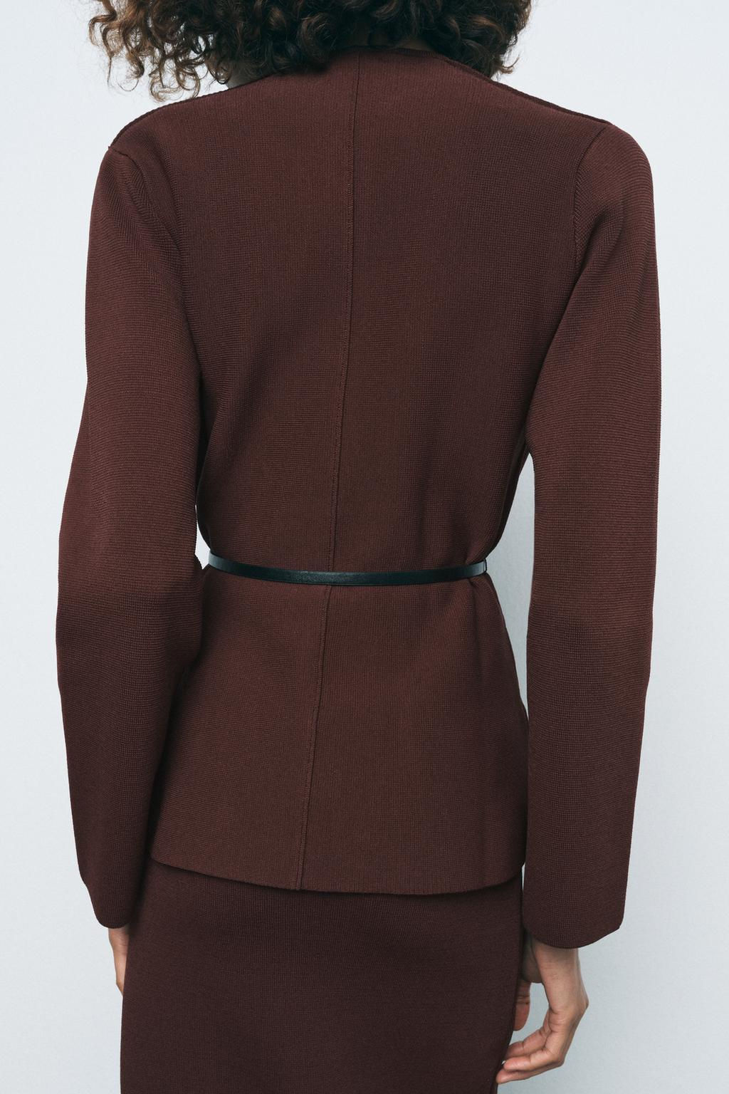PLAIN KNIT BELTED JACKET - Zara фото 3