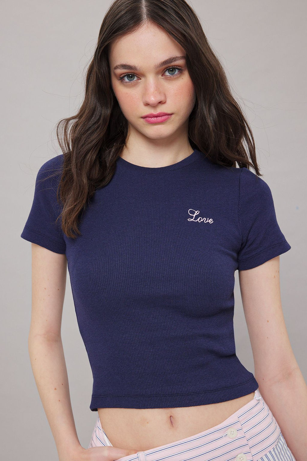 Ekru Slogan Nak?sl? Kontrast Biye Detayl? Regular Boy Fitilli Esnek Orme Bluz TWOSS25BZ00372 - Trendyolmilla фото 9