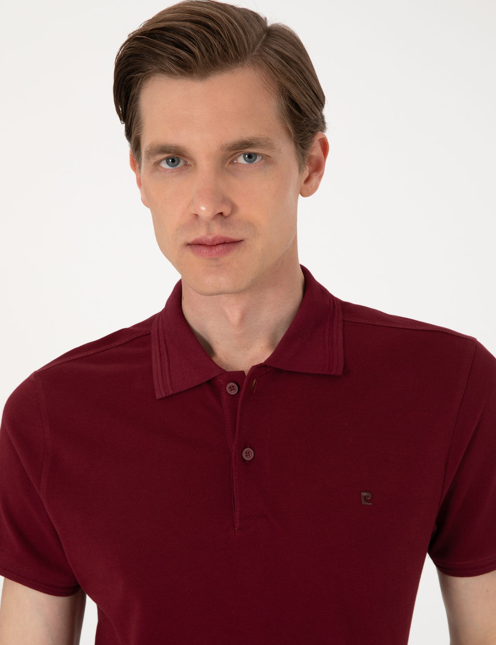 Bordo Slim Fit %100 Pamuk Polo Yaka Basic Ti__rt