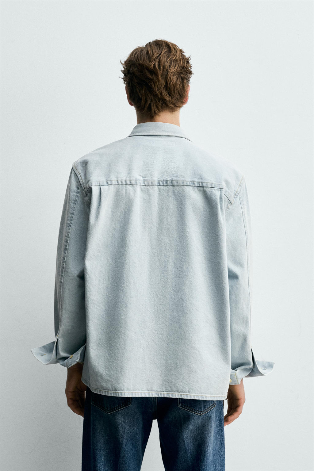 CAMISA DENIM LAVADA RELAXED FIT / Azul claro - Zara фото 3