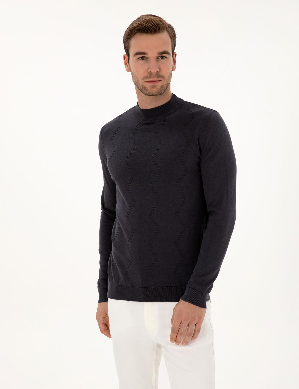 Gri Slim Fit %100 Pamuk _eyrek Bal_k__ Yaka Triko Kazak - Cacharel фото 3