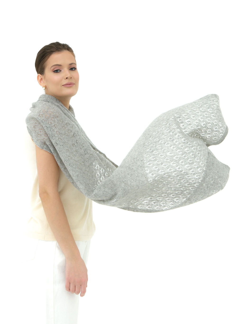 Палантин из шерсти 7W12002 серый