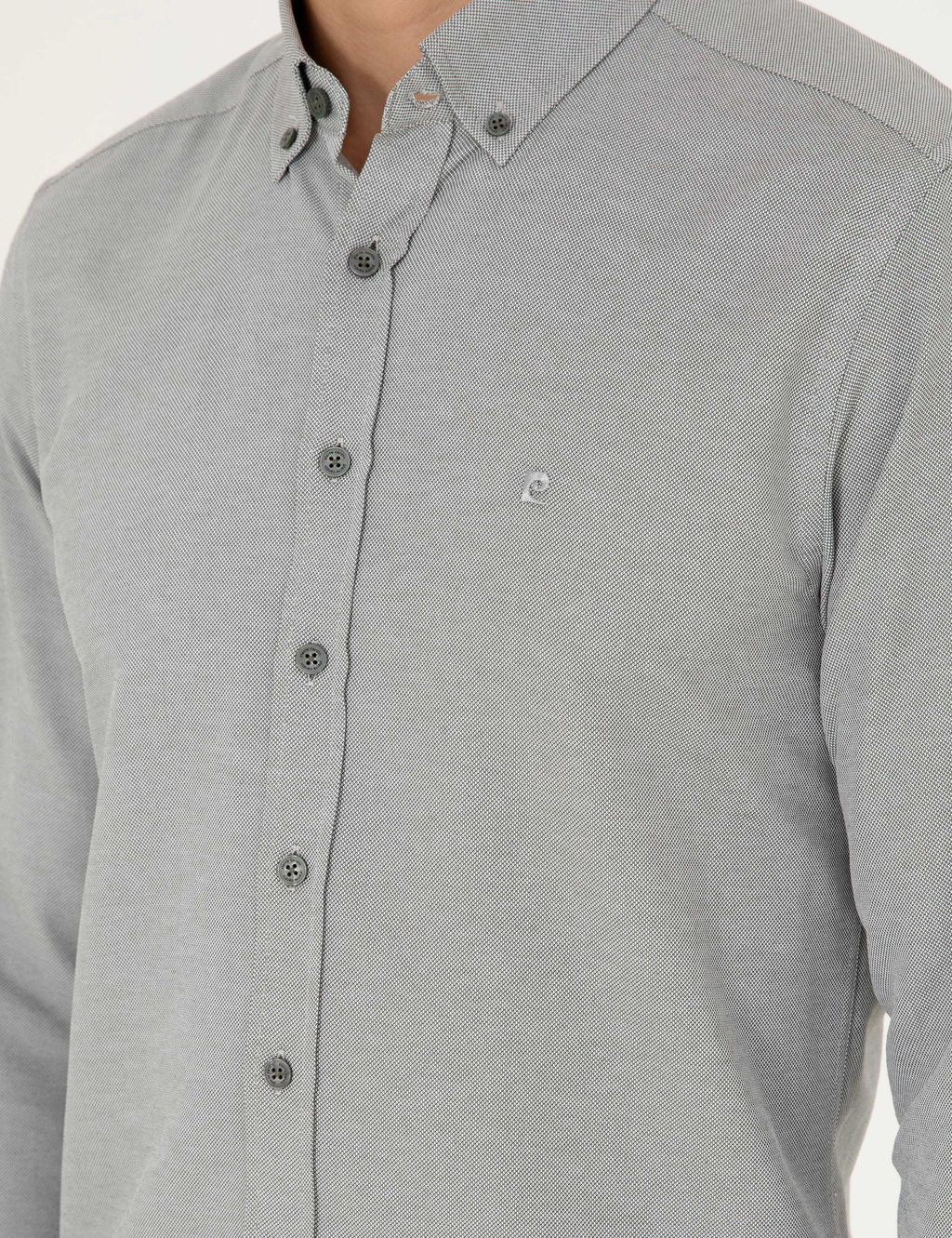 Haki Oxford Slim Fit Uzun Kollu G_mlek - Pierre cardin фото 7