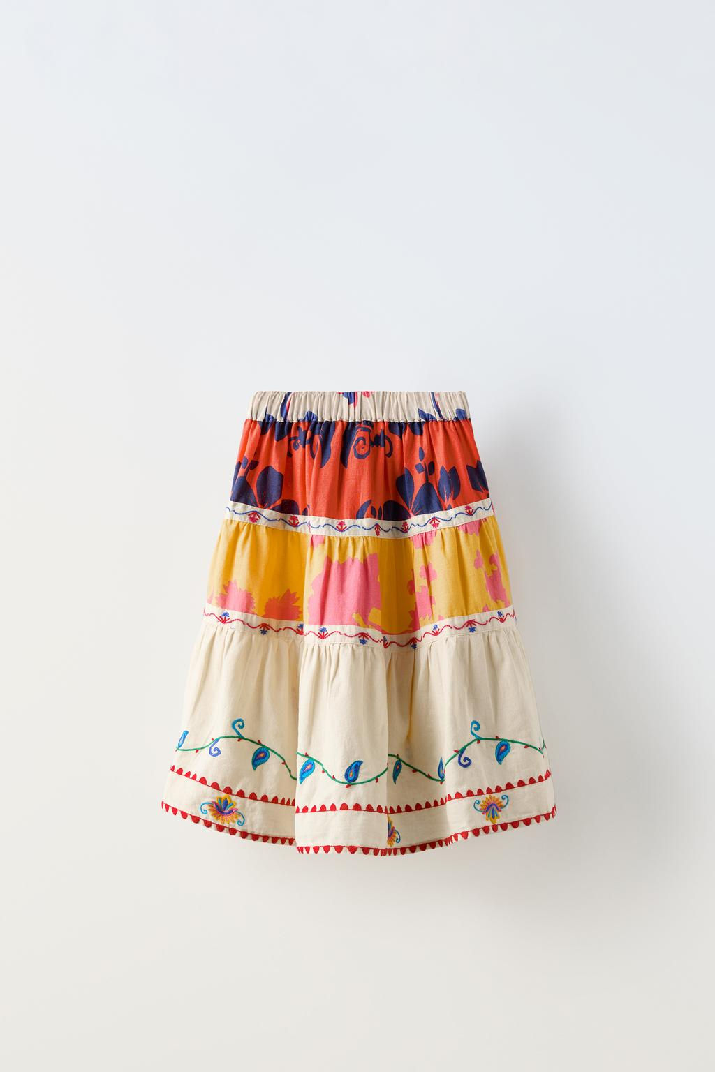 PRINTED SKIRT WITH EMBROIDERY - Zara фото 3