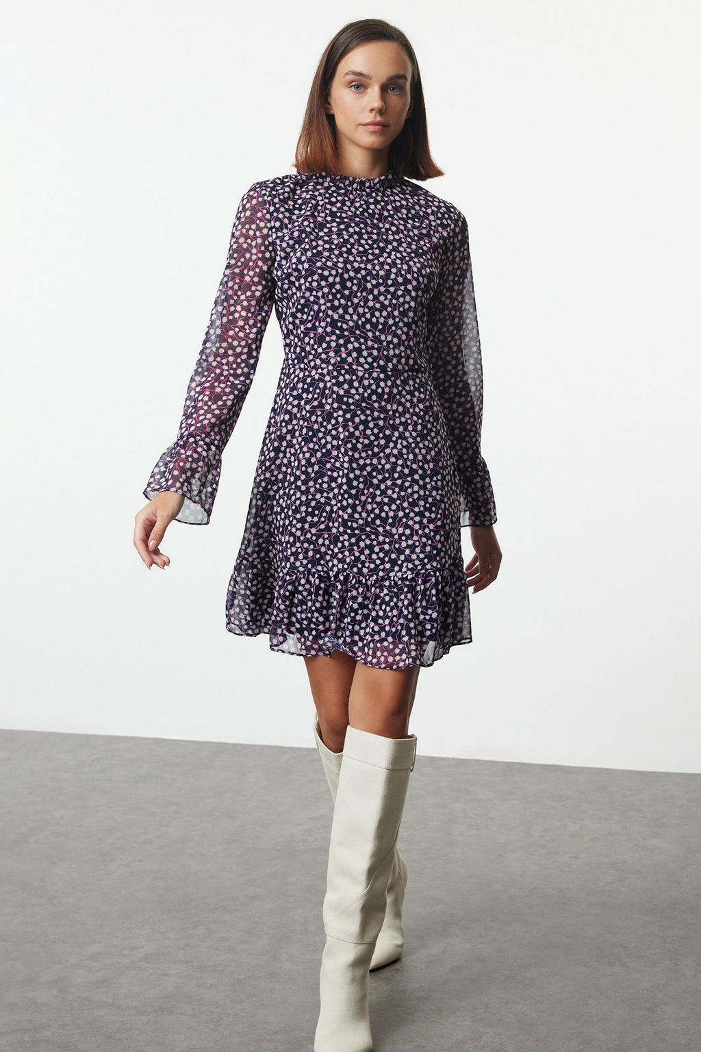 TRENDYOLMILLA Siyah Dik Yaka Dokuma Elbise TCLAW19LJ0076  фото 44