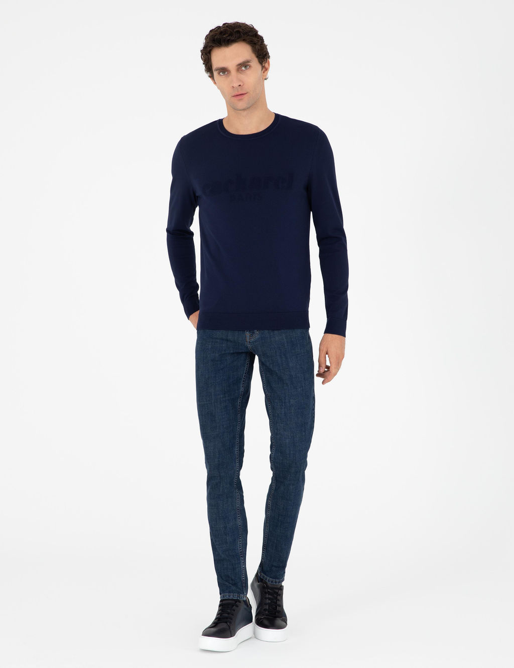 Темно-синий зауженный свитер - Cacharel фото 4