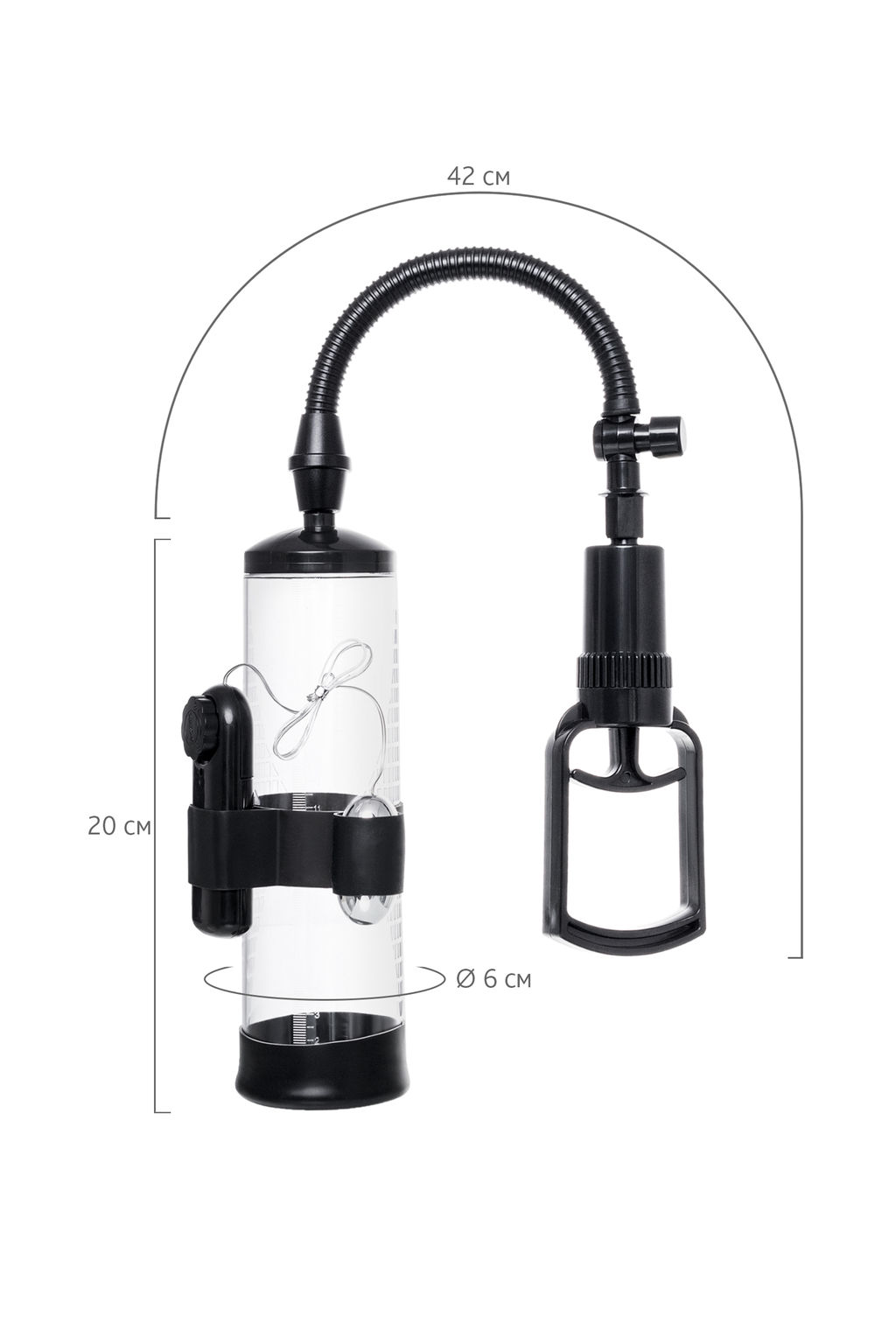 Механическая помпа для пениса Sexus Men Training Harald, ABS-пластик, черный, 64 см