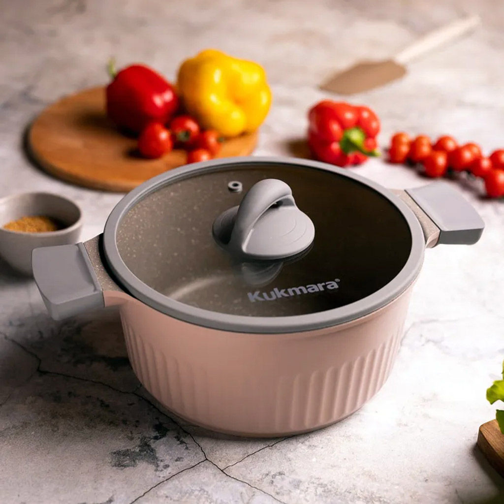 Stella Кастрюля с тефлоновым покрытием 5,2л, д25,5см, h14,5см, s0,32см, дно д20см, s0,4см, литая, стеклянная жаропрочная крышка, капучино (cappuccino) (Россия) - Домашняя мода фото 6