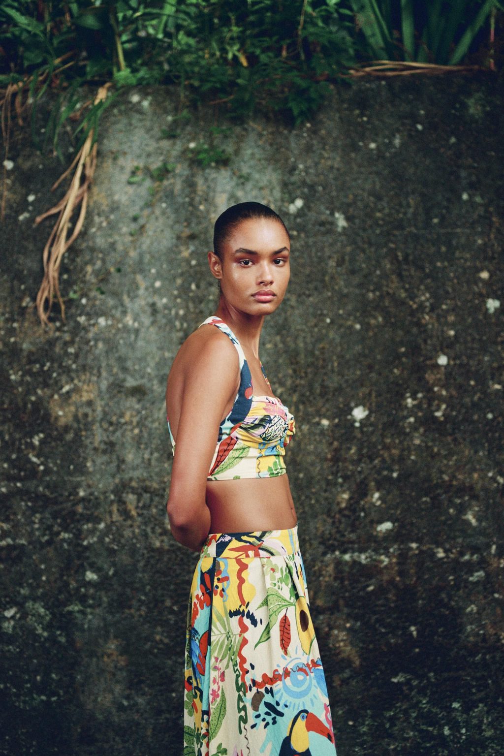 TROPICAL PRINT LAYERED MIDI SKIRT - Zara фото 3