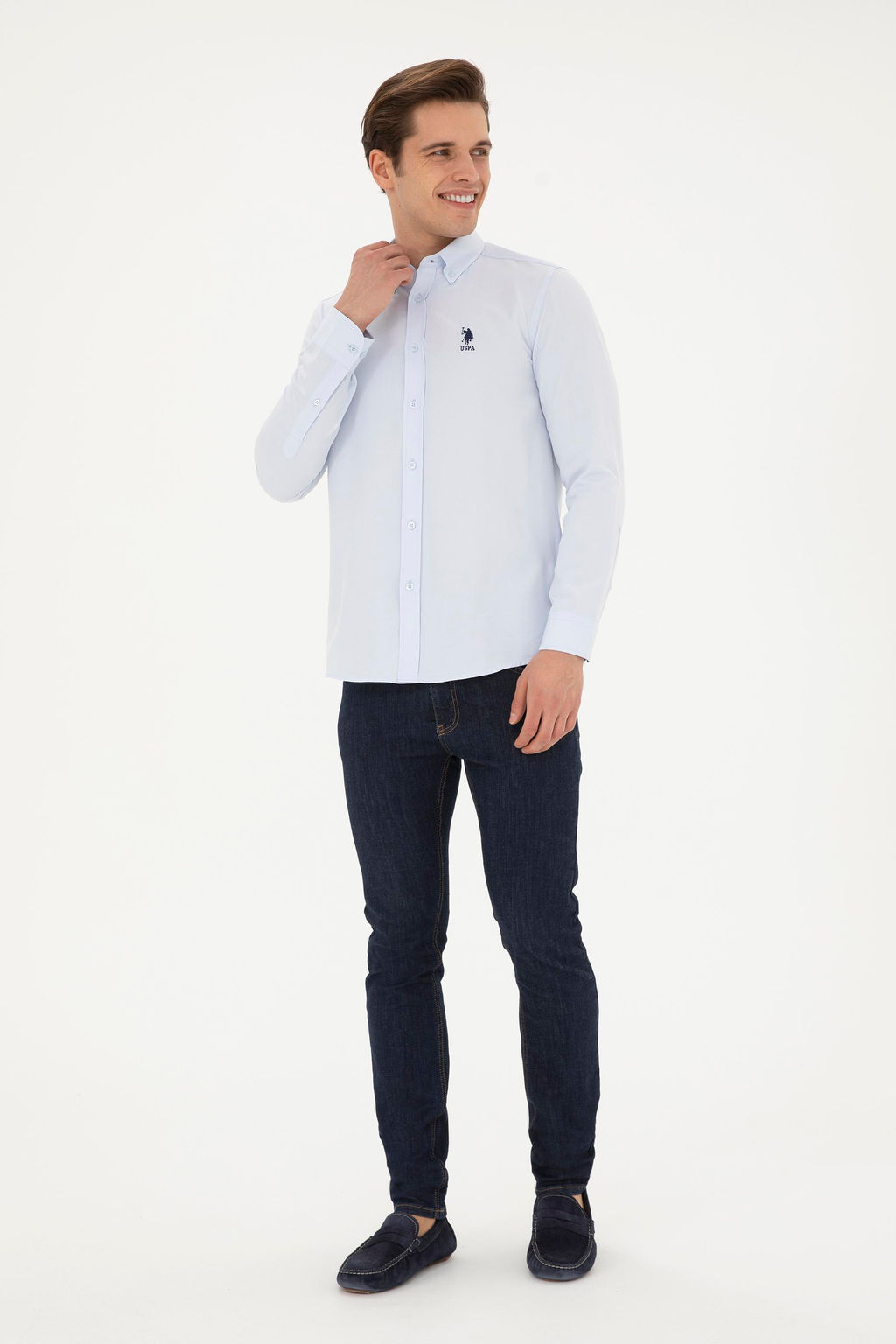 Мужская голубая базовая рубашка с длинным рукавом Неожиданная скидка в корзине - U.s. polo assn фото 4