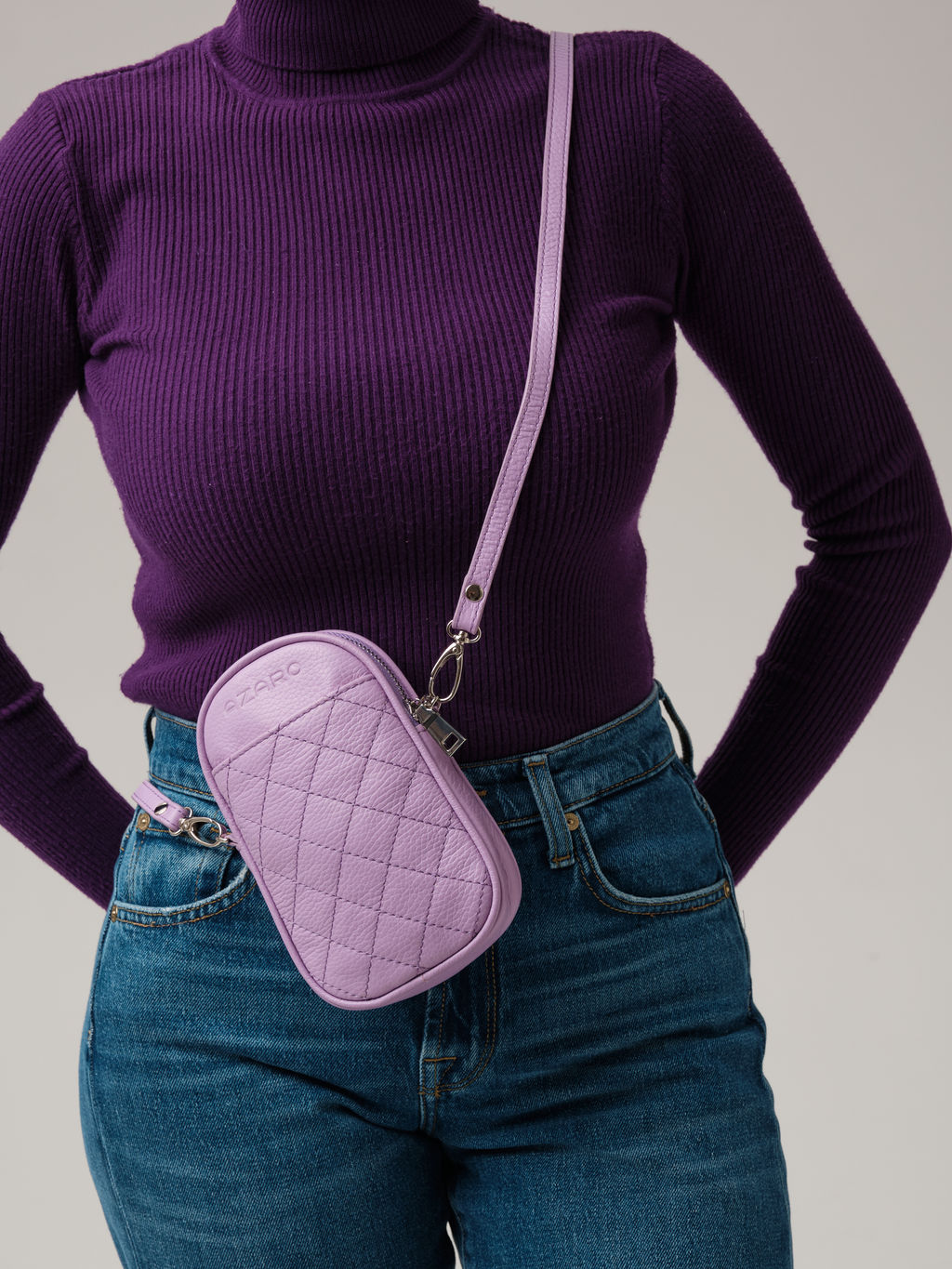 Мини-сумка кожаная Azaro 30832 фиолетовая лаванда