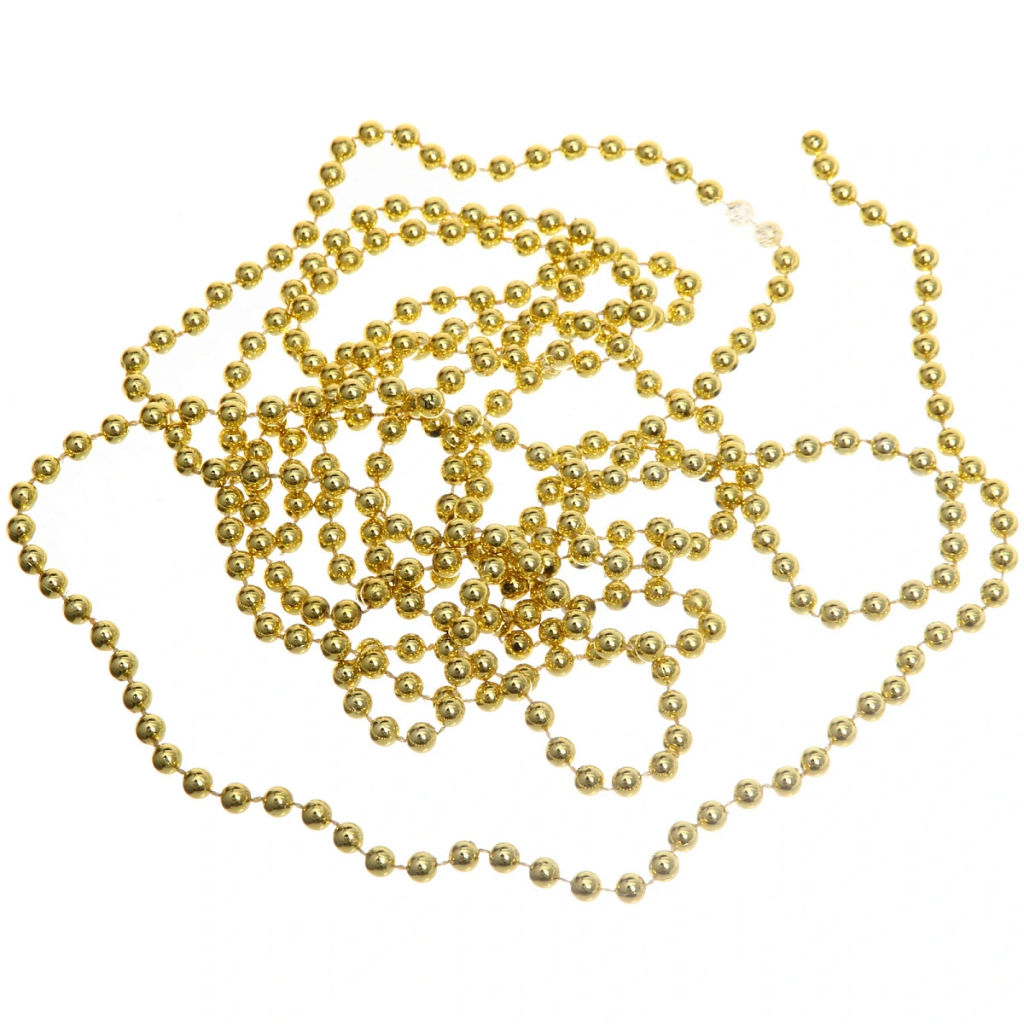 Цена за 4 шт. Бусы на елку 2,7м "Шарик" d-6мм, золото (pvc коробка)