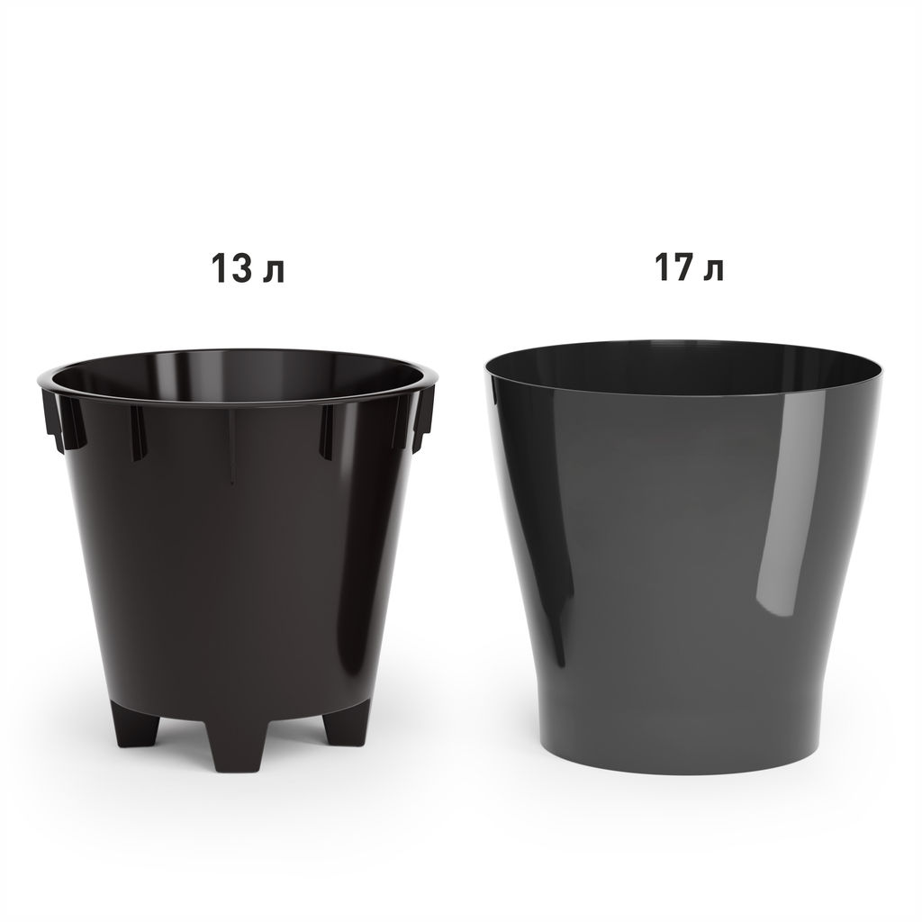Горшок цветочный "Лея" 17л двойной (с автополивом) (графитовый) М8866