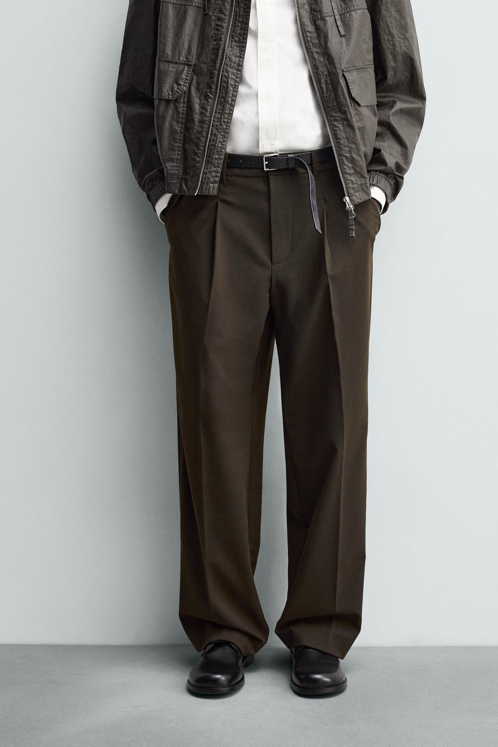 PANTAL?N WIDE FIT PLIEGUES / Marr?n - Zara фото 2