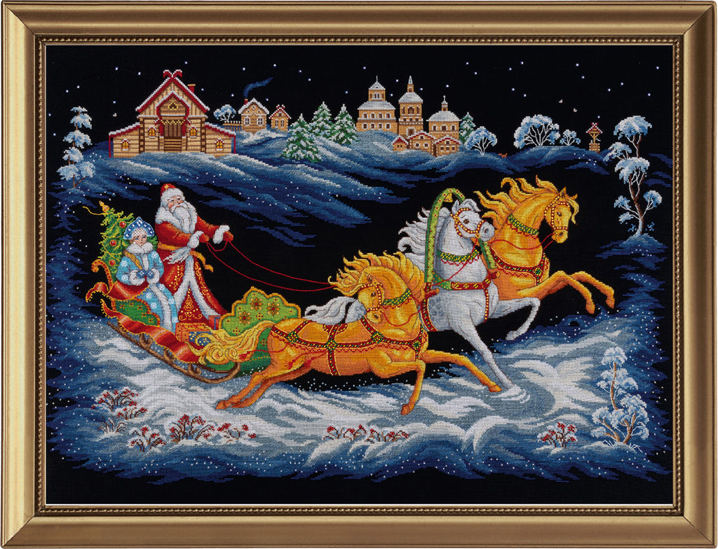 Набор для вышивания PANNA Золотая серия PR-7531 Тройка Деда Мороза 66.5 х 44 см