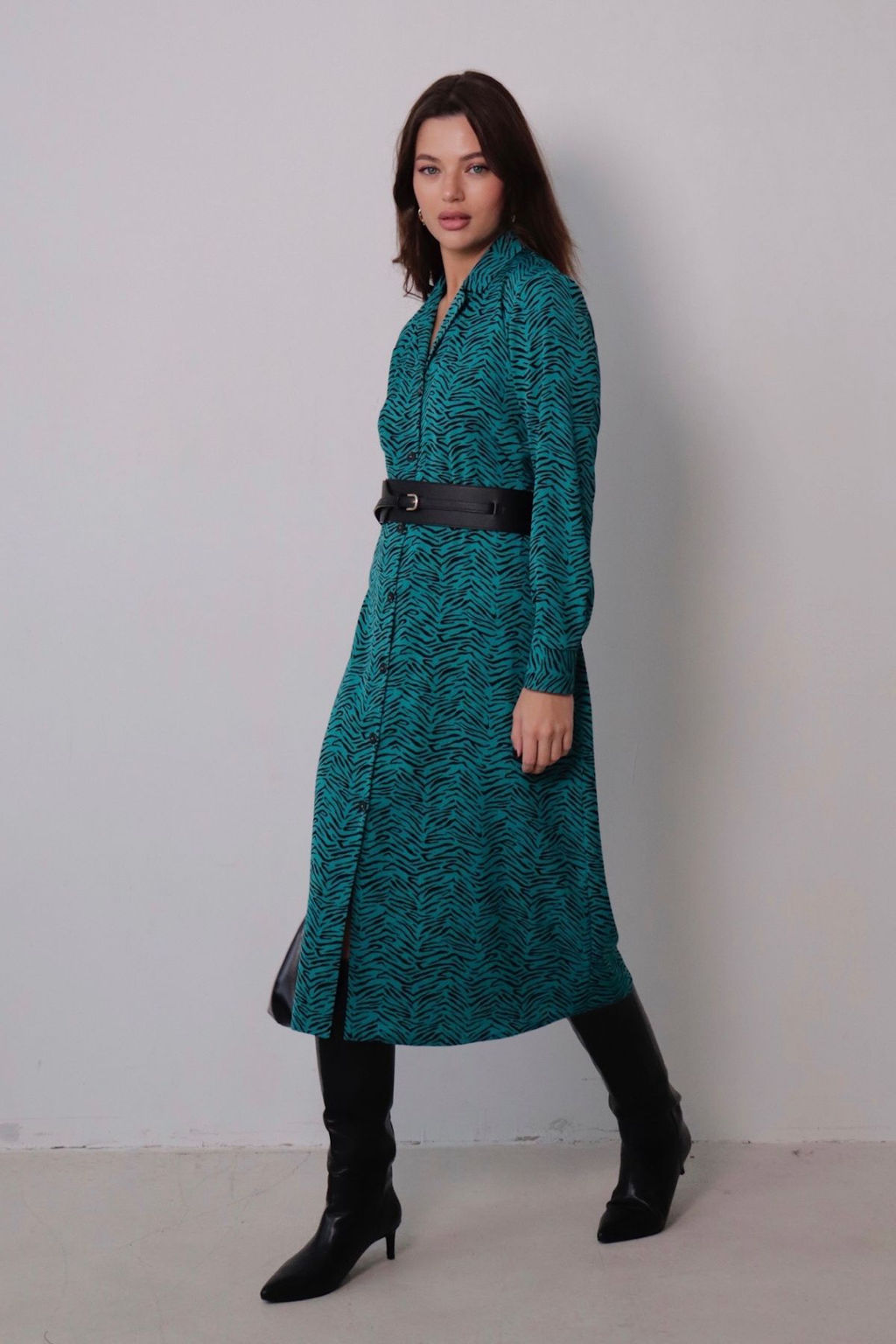 Платье-рубашка с английским воротником принт - Martichelli фото 207