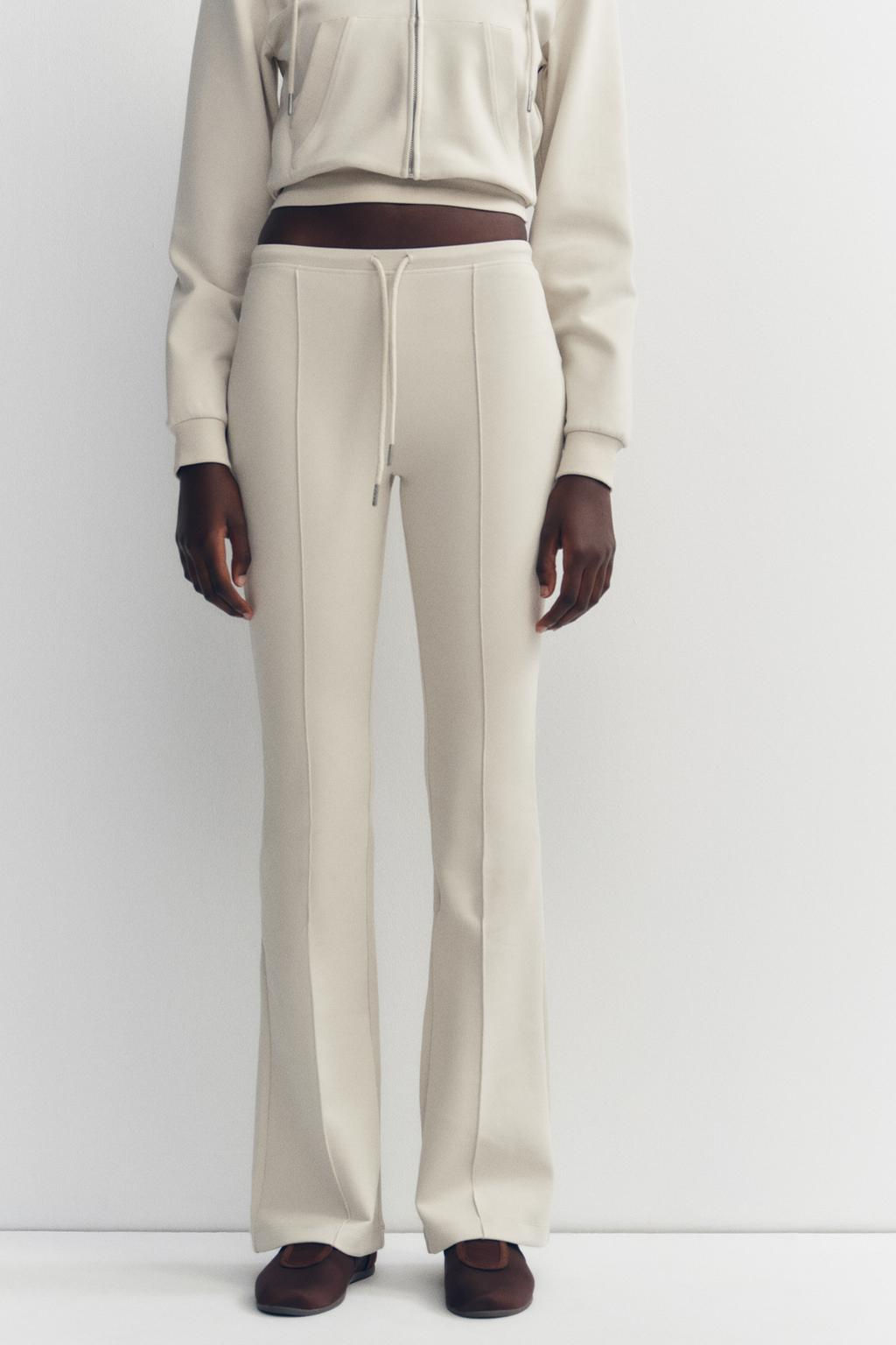 STITCHED INTERLOCK BELL BOTTOM TROUSERS - Zara фото 8
