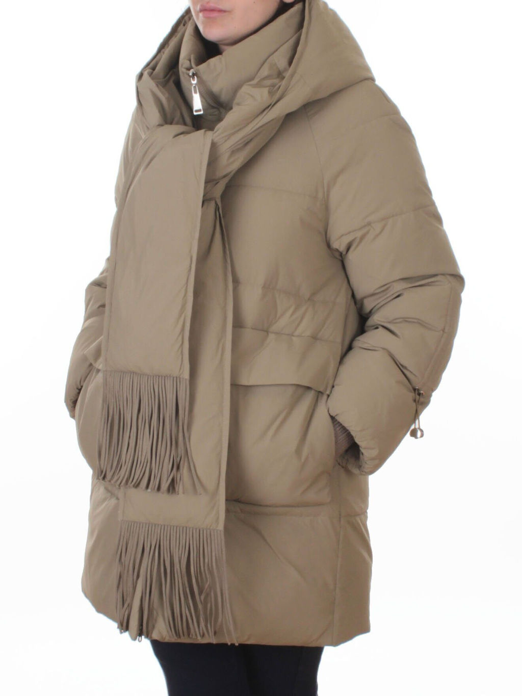 H781 DK. BEIGE Куртка зимняя женская (200 гр. холлофайбер) - Фабричный китай фото 5