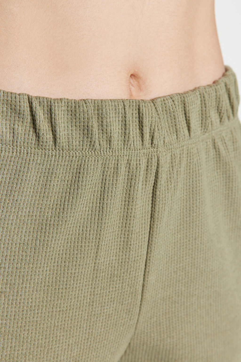 Trendyolmilla Yesil Waffle Tshirt-Pantolon Orme Pijama Tak?m? THMAW24PT00126