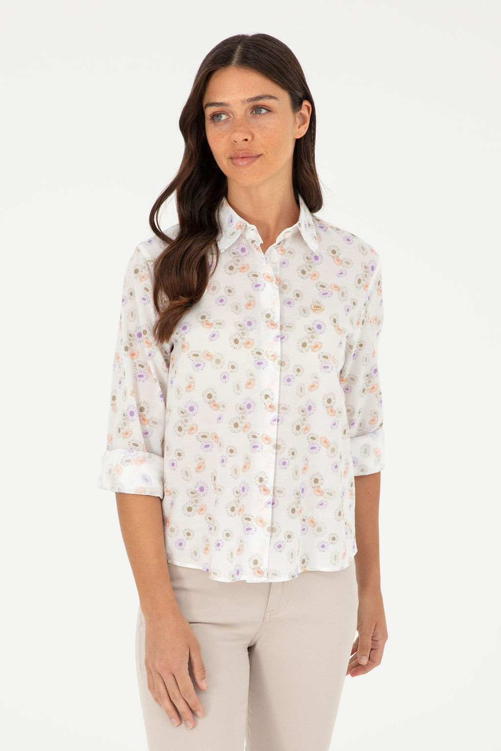 U. S. Polo Assn / Женская рубашка цвета хаки с длинным рукавом