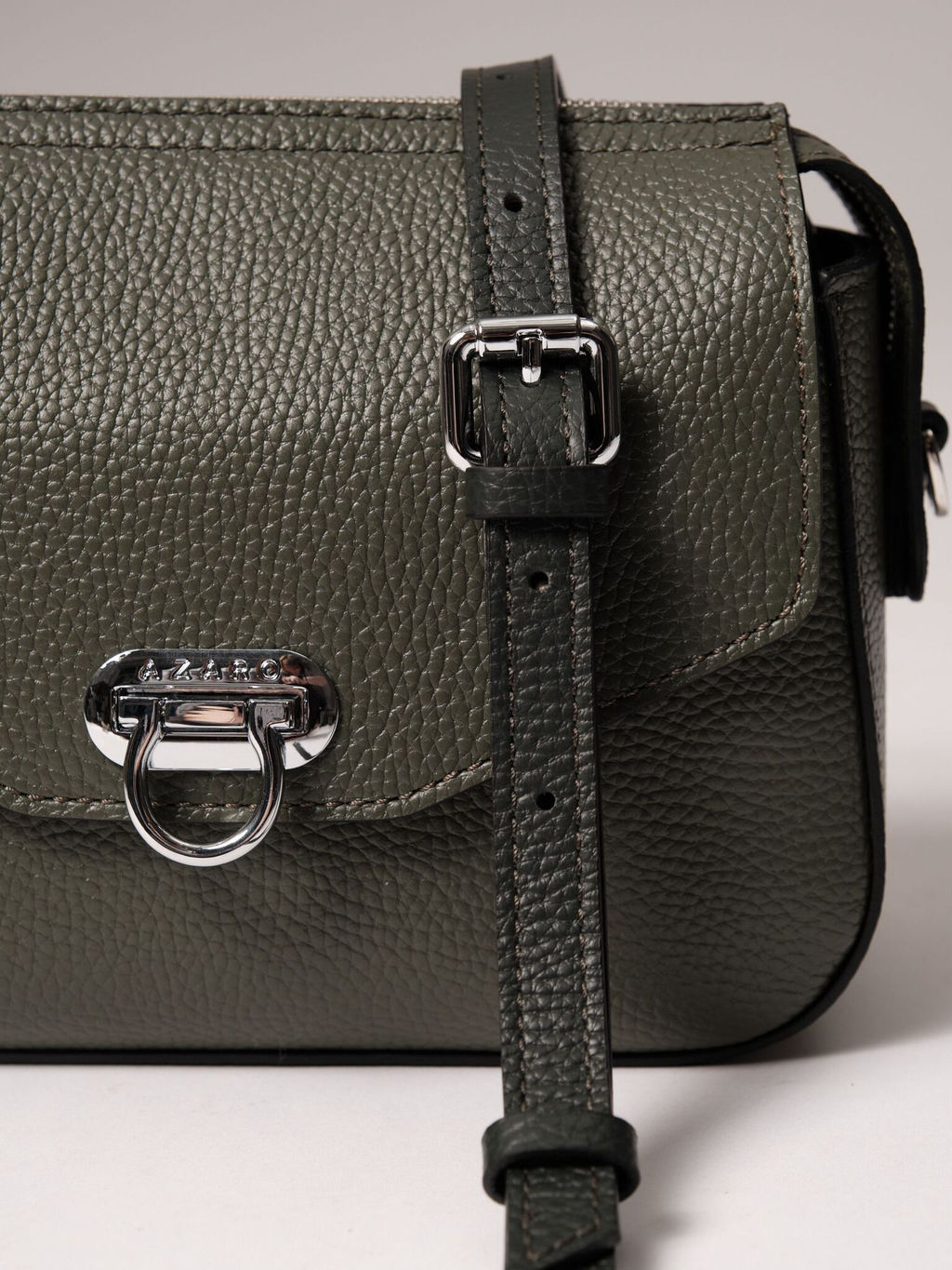 Сумка кожаная через плечо Azaro 3684 зеленый мох