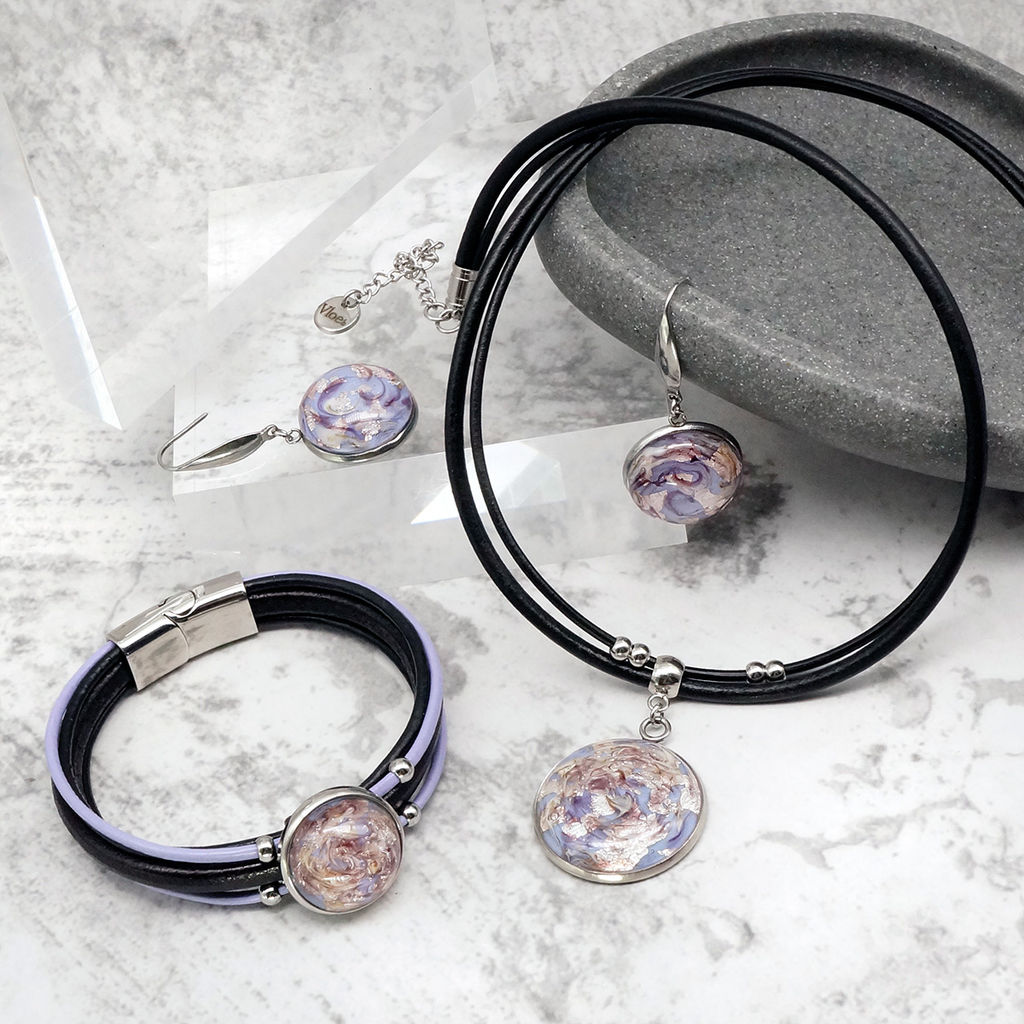 Серьги из муранского стекла PURPLE MIST LS3165