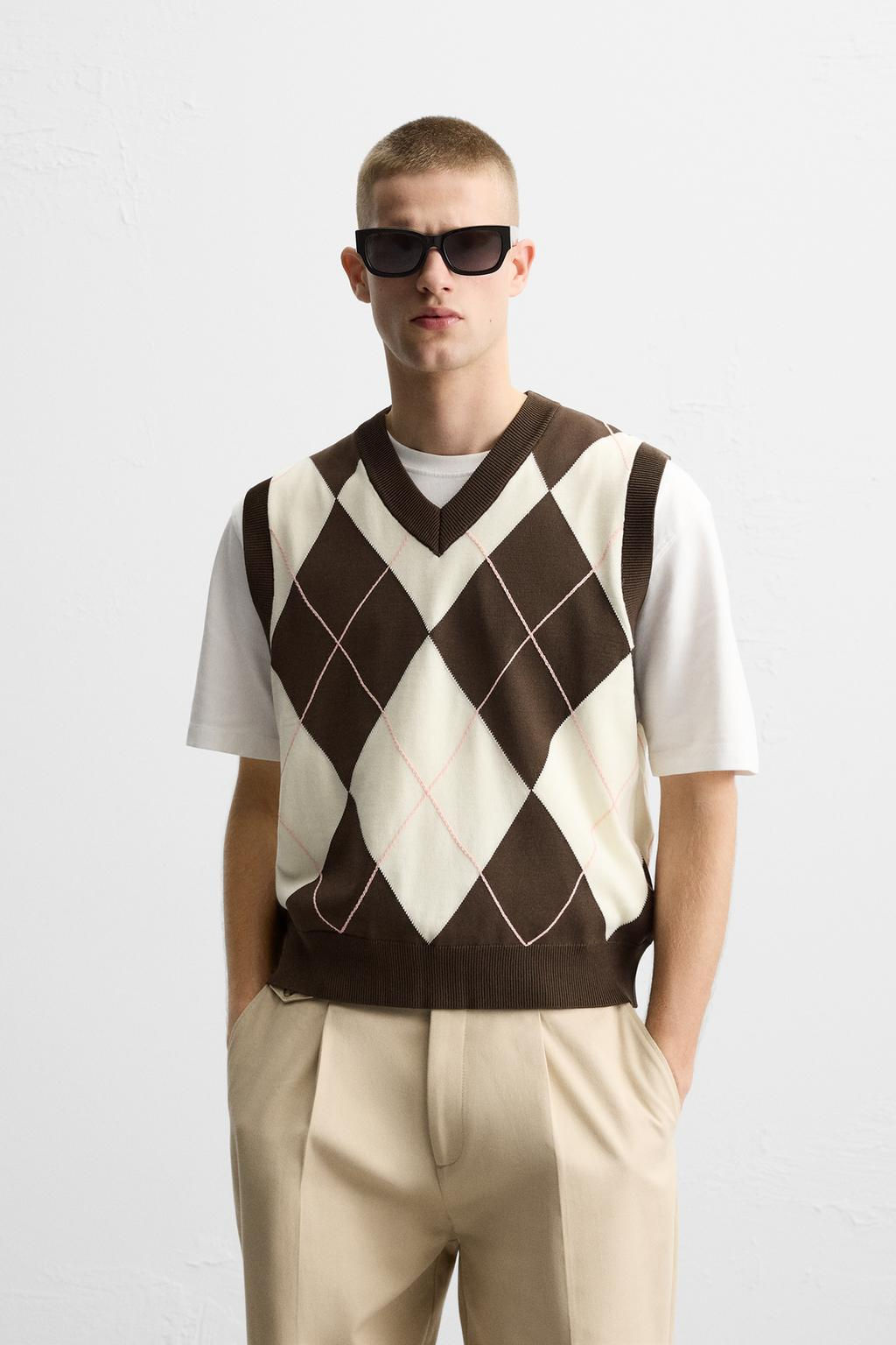 DIAMOND JACQUARD KNIT WAISTCOAT - Zara фото 2