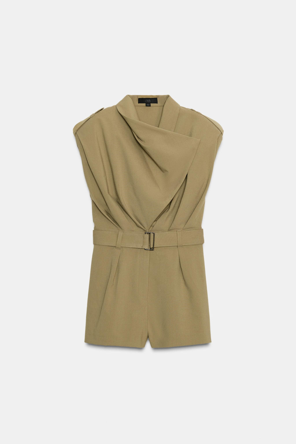 SHOULDER PAD PLAYSUIT WITH BELT