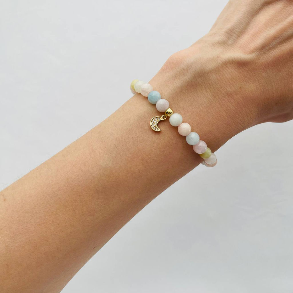 Браслет из Берилла микс и Кварца с подвеской - Радуга самоцветов фото 2