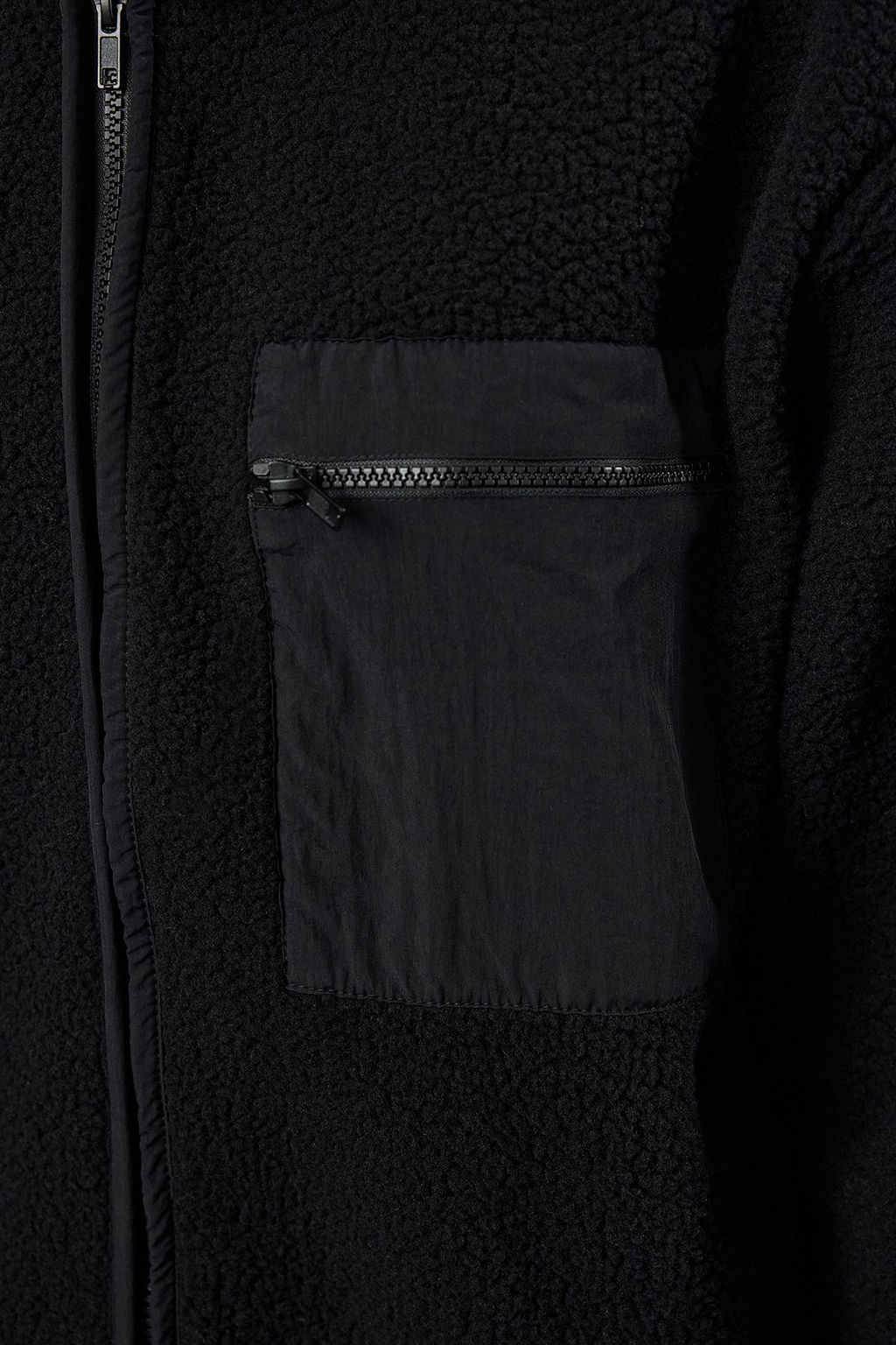 Winter Essentials Siyah Kal?n Polar Fermuarl? Dik Yaka Uzun Kol Cepli Orme Sweatshirt TWOAW24SW00071