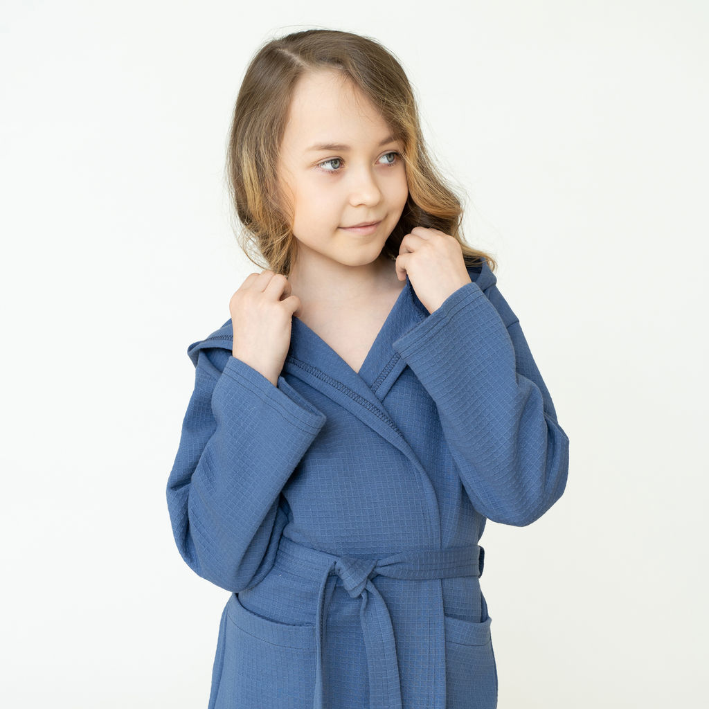 Халат детский вафельный джинс 914 (140, 72)