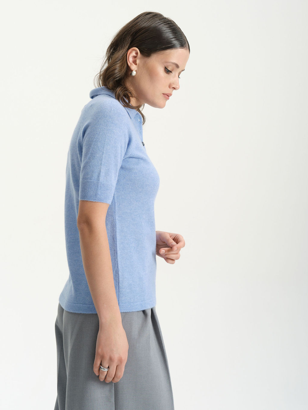 Джемпер-поло кашемировый 2015 голубой