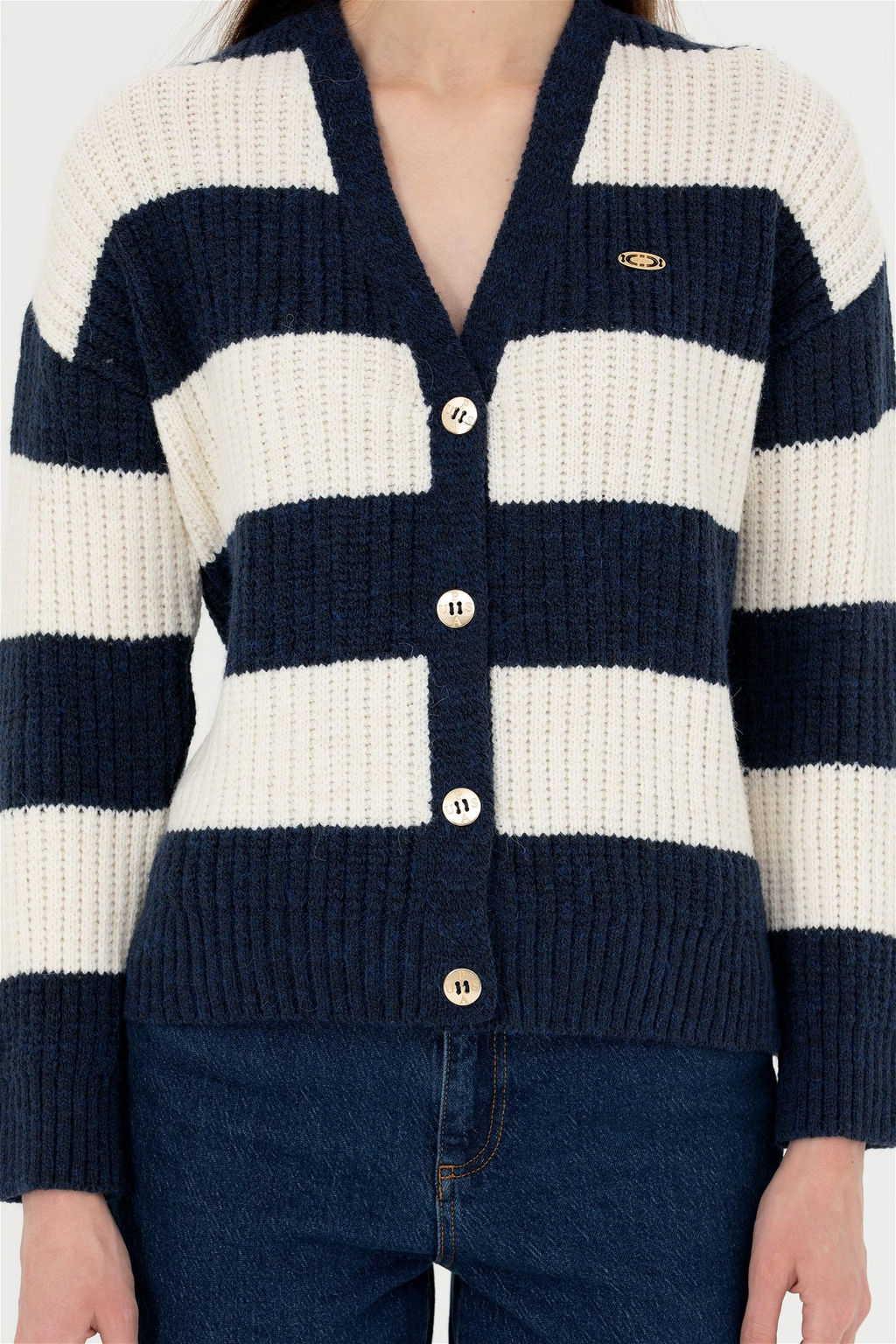 Женский темно-синий трикотажный кардиган - U.s. polo assn фото 6