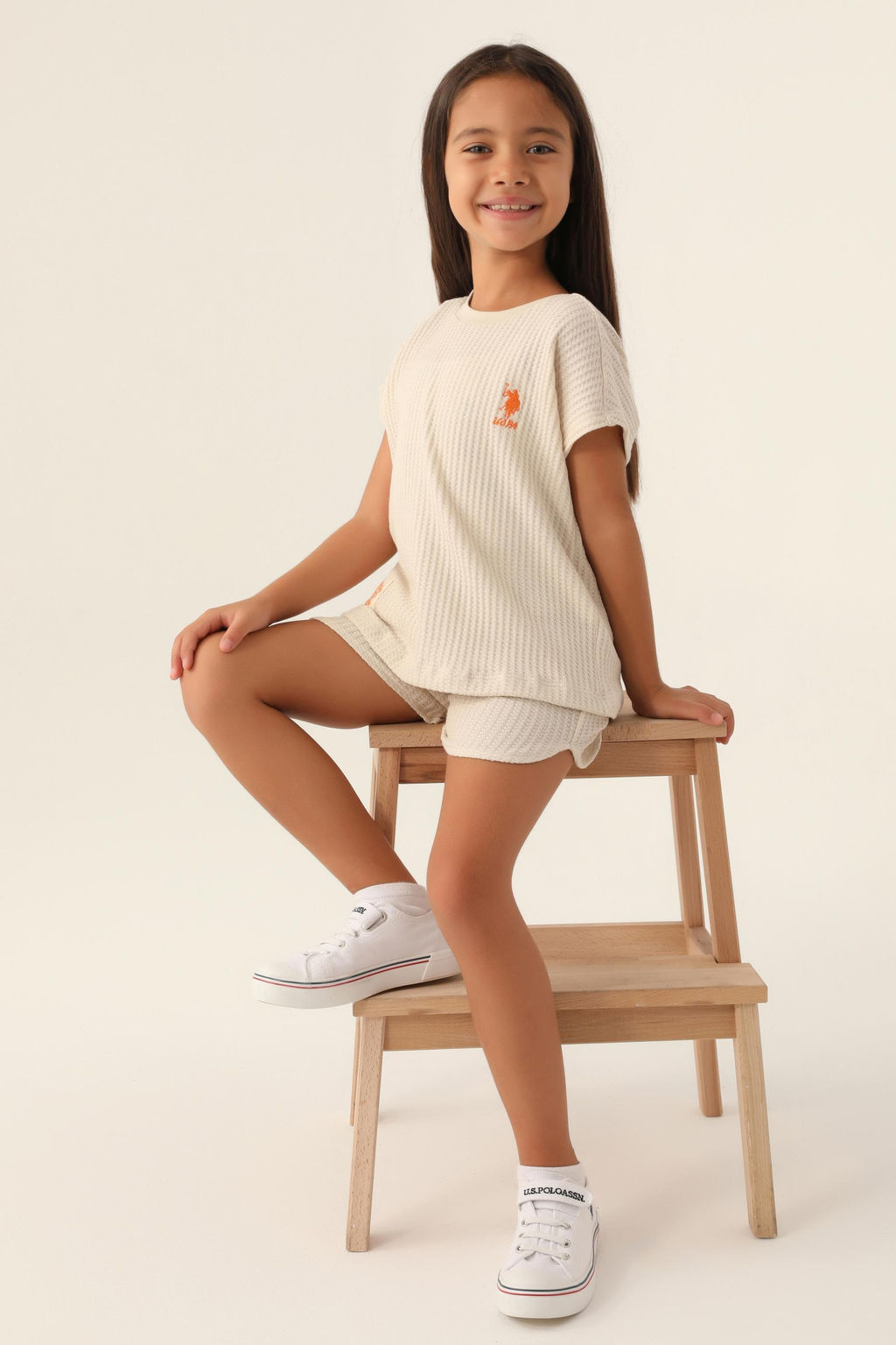 K_z _ocuk Bej Pijama Tak_m_ Sepette S_rpriz _ndirim - U.s. polo assn фото 2