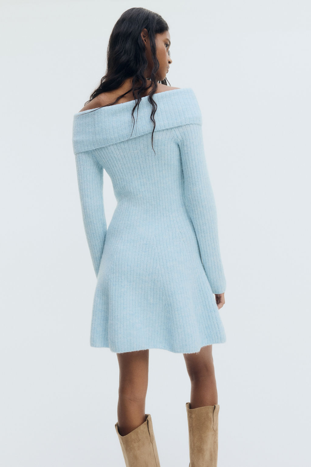 Vestido off-the-shoulder en punto de canal? - H&m фото 6